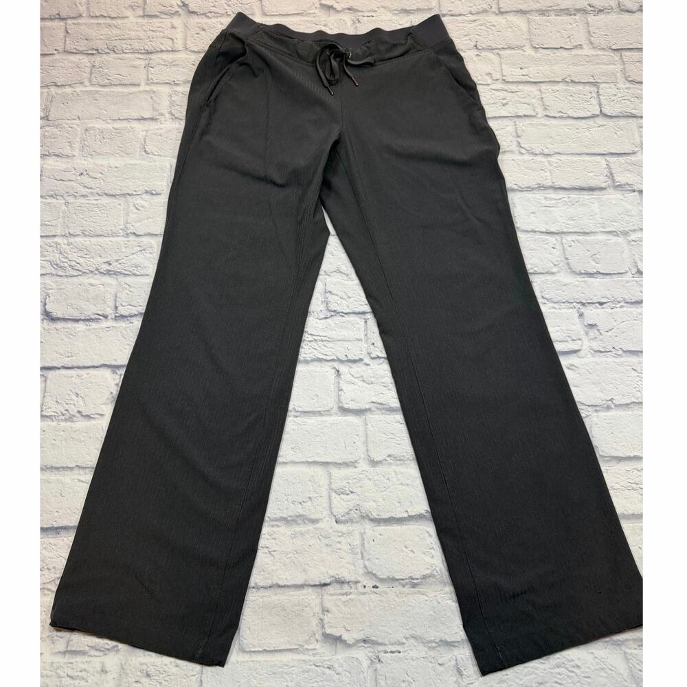 Athleta Midtown Trouser Gray Pinstripe Active Pants Elastic Waist Sz 8 721768-00